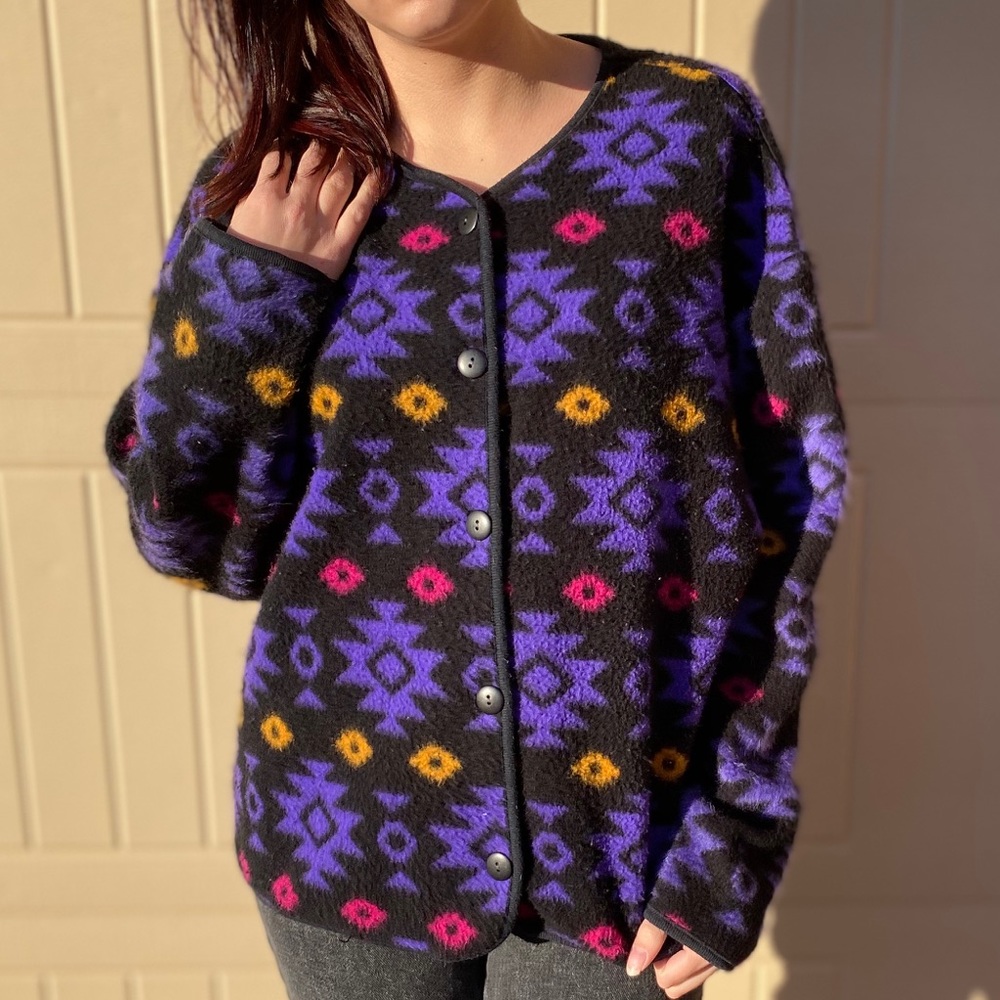 Vintage Geometric Fleece Jacket